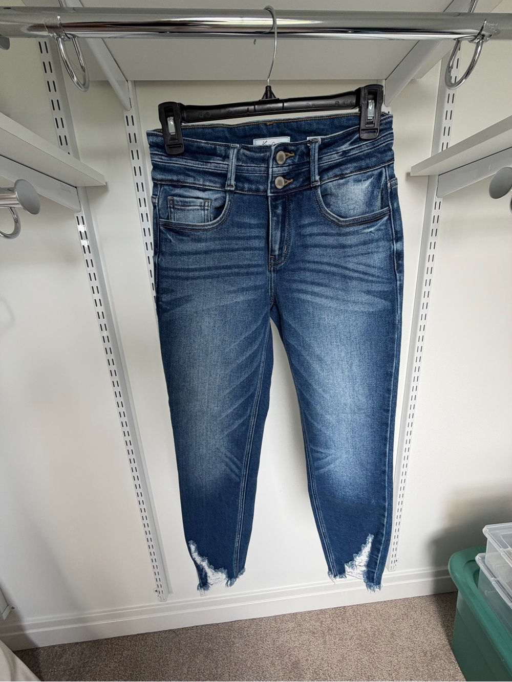 Blue Distressed Mid-Rise Women's Jeans